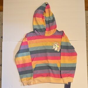 Girls Size 6-7 (130) Rainbow Striped Unicorn Hoodie for Kids. NWT